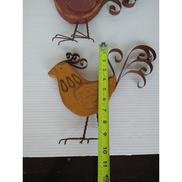 Wooden Metal Bird Statue Sculpture Folk Art Primitive Farm chicken decor - Picture 4 of 16
